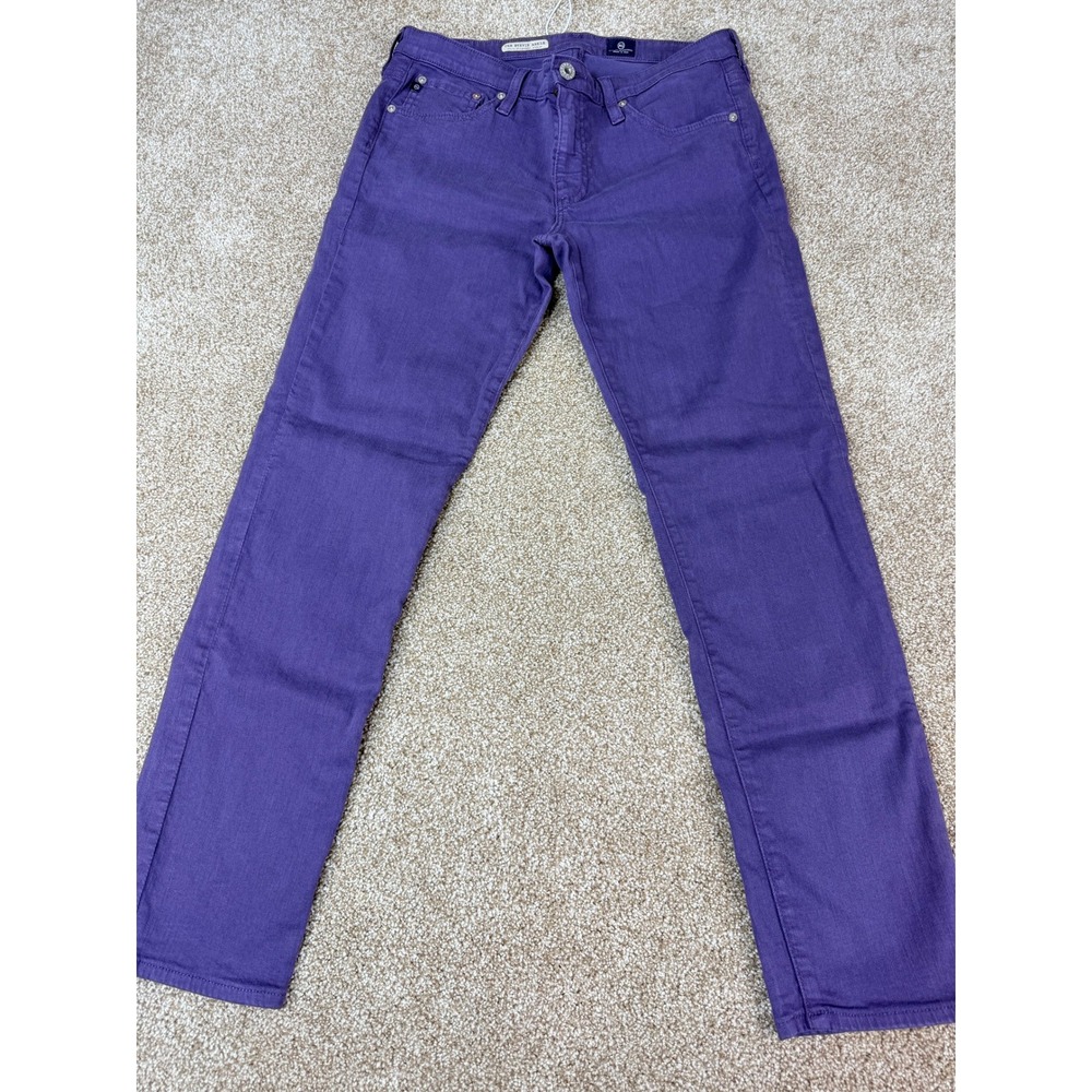 AG Adriano Goldschmied The Stevie Ankle Slim Straight Purple Jeans 30R 30 Denim